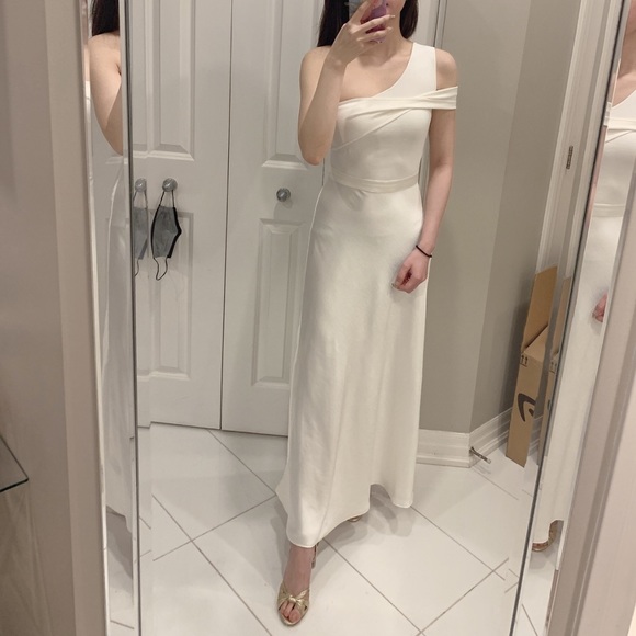 ✨TED BAKER✨ Ivena Asymmetric Knit Bodice Midi Dress - White - Picture 6 of 10